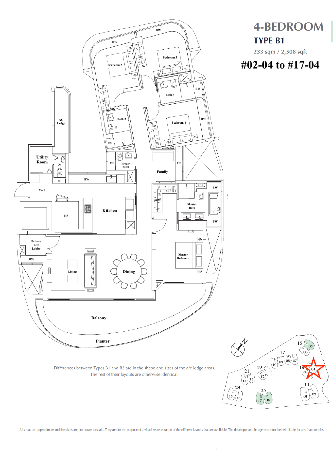Cape Royale 4 Bedroom B1 Stack 4 floor plan