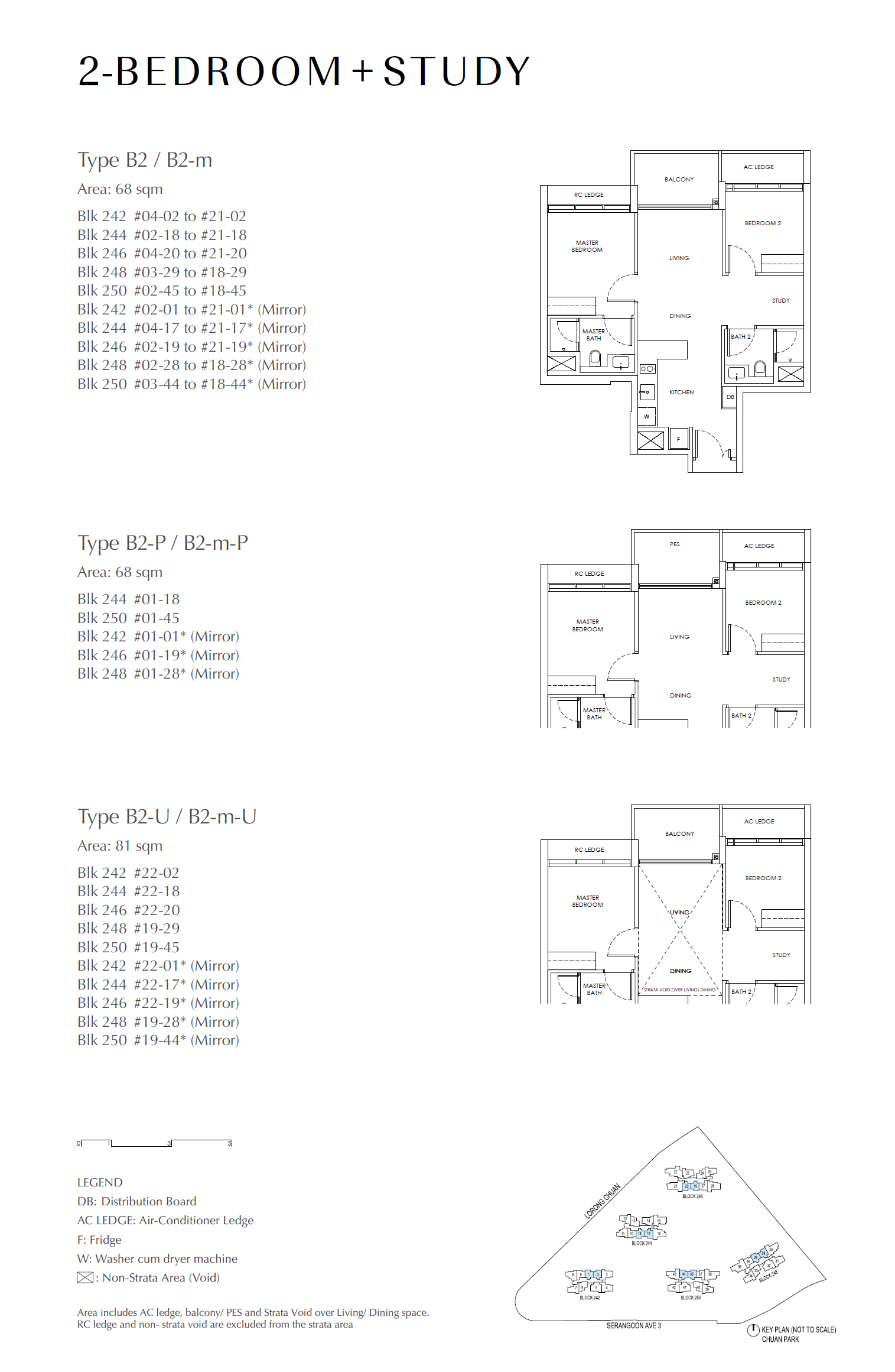 Chuan Park floor plan B2-m — 2 Bedroom + Study