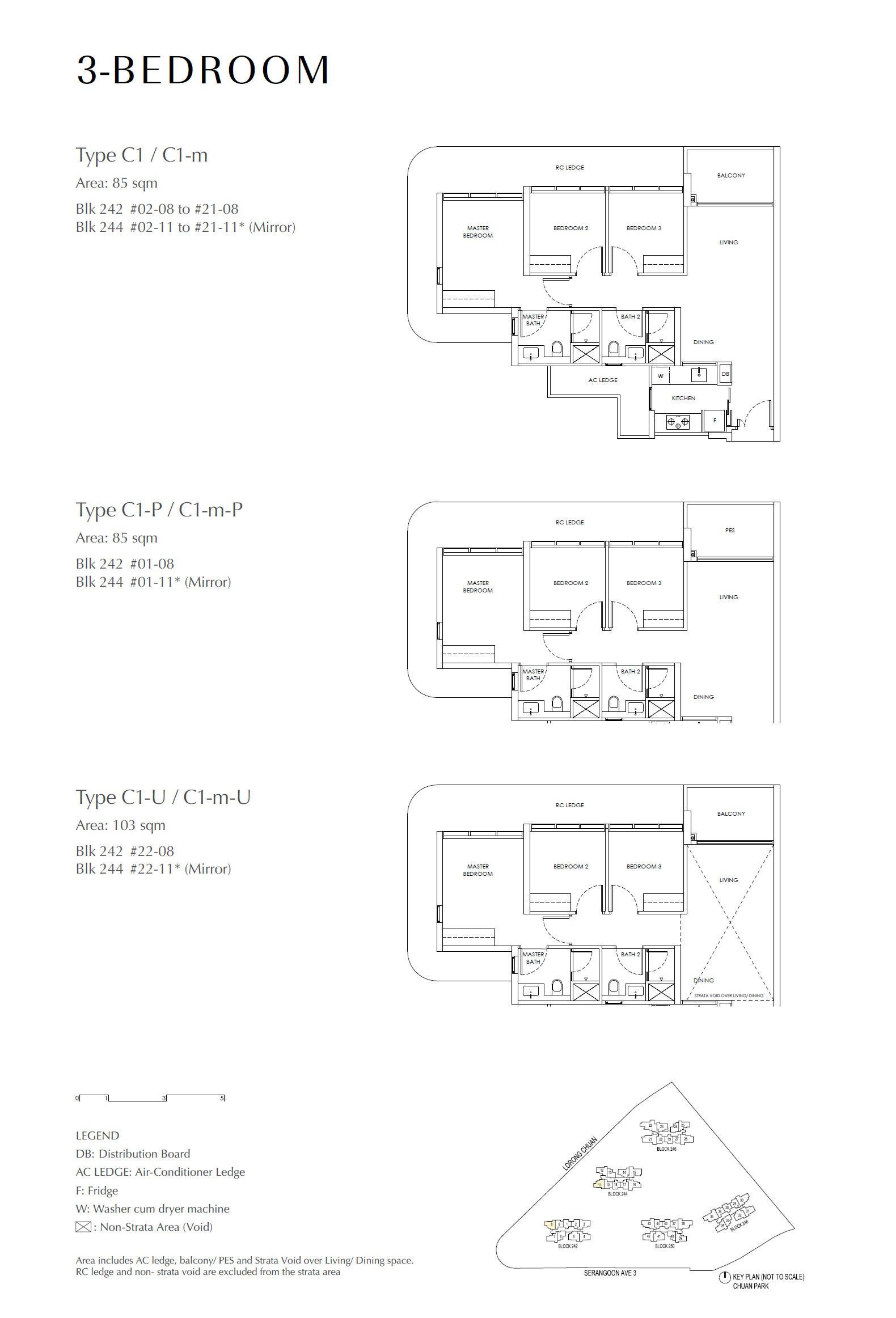 Chuan Park floor plan C1 — 3 Bedroom