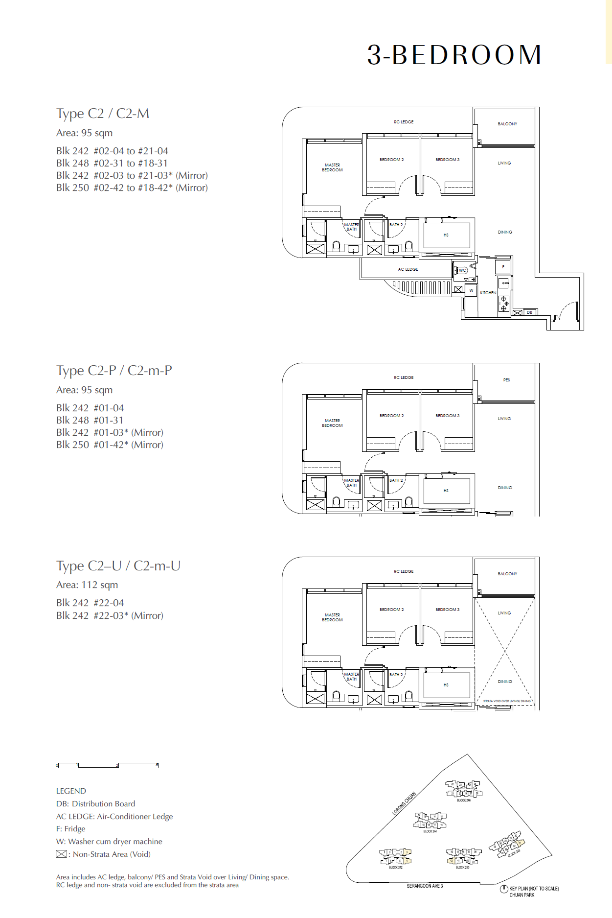 Chuan Park floor plan C2-m-U — 3 Bedroom