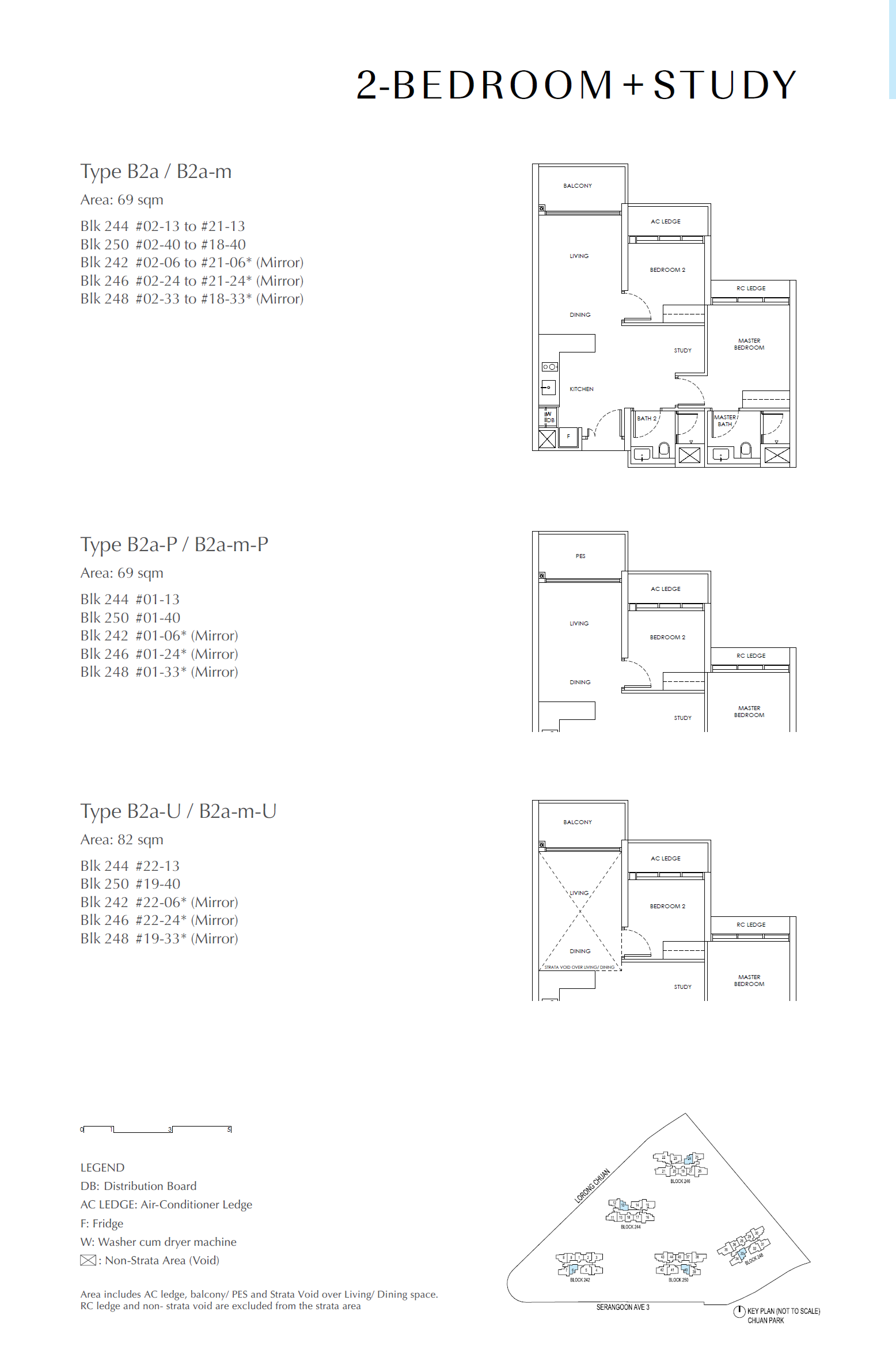 Chuan Park floor plan B2a-m-P — 2 Bedroom + Study