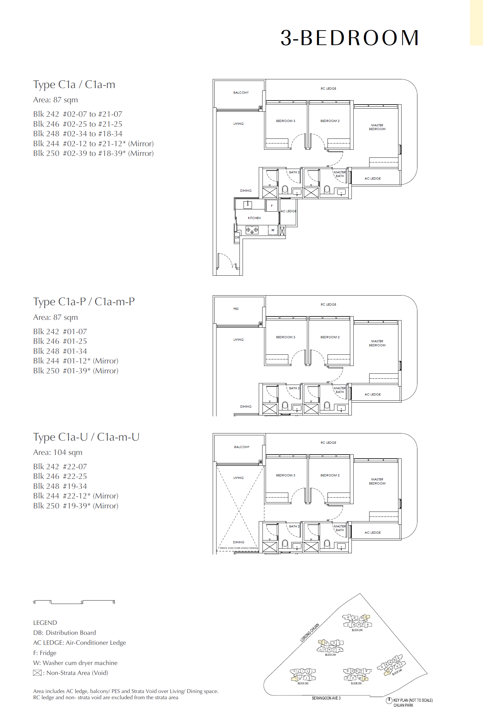 Chuan Park floor plan C1a-m-U — 3 Bedroom