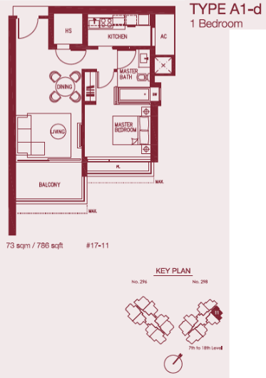 Concourse Skyline floor plan A1-d — 1 BR