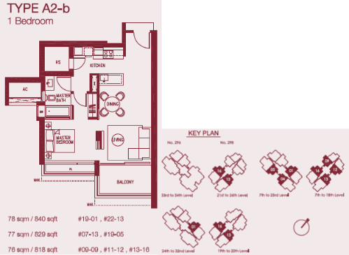 Concourse Skyline floor plan A2-b — 1 BR