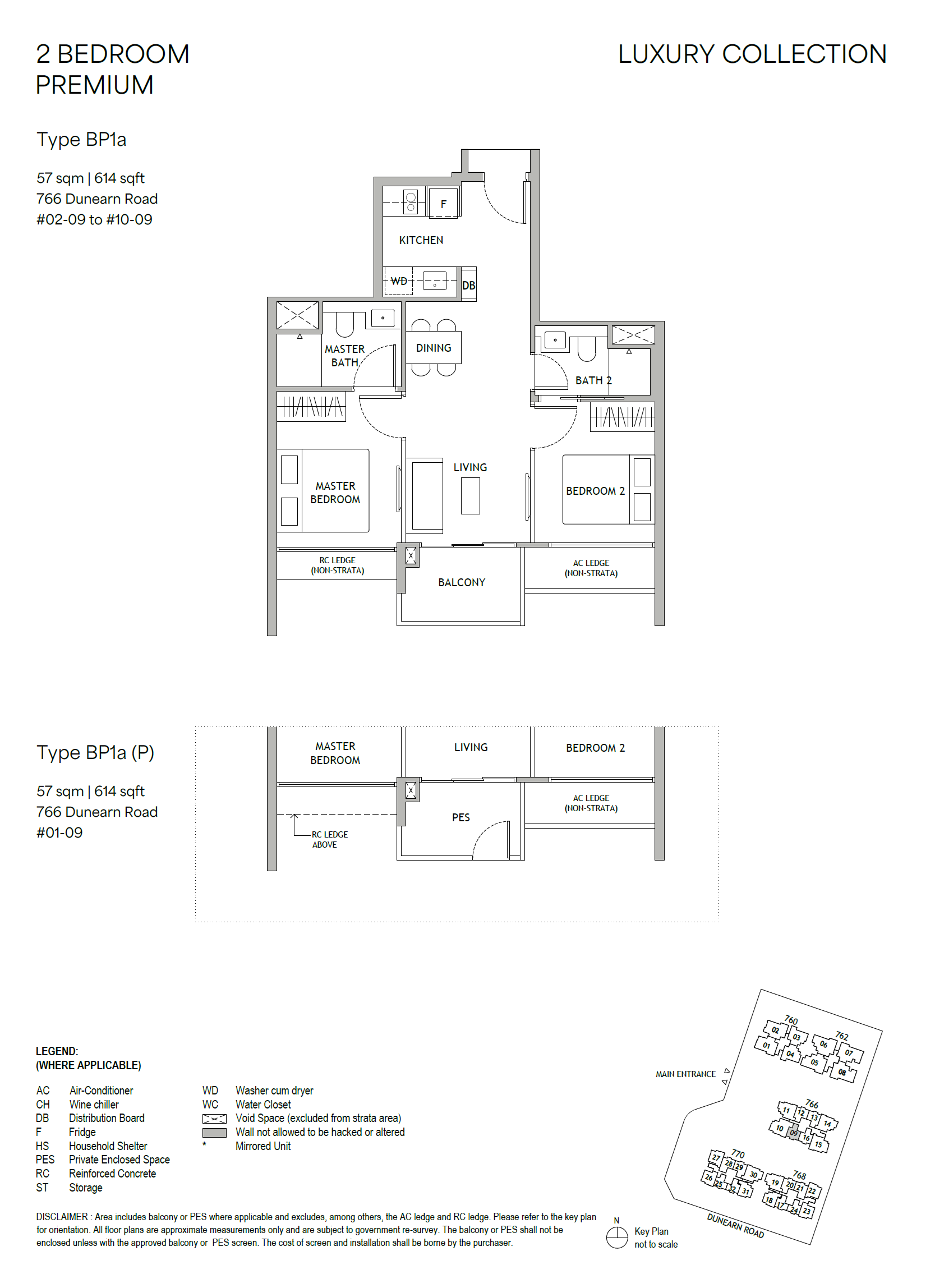 Dunearn House . floor plan BP1a(P) — 2 Bedroom Premium