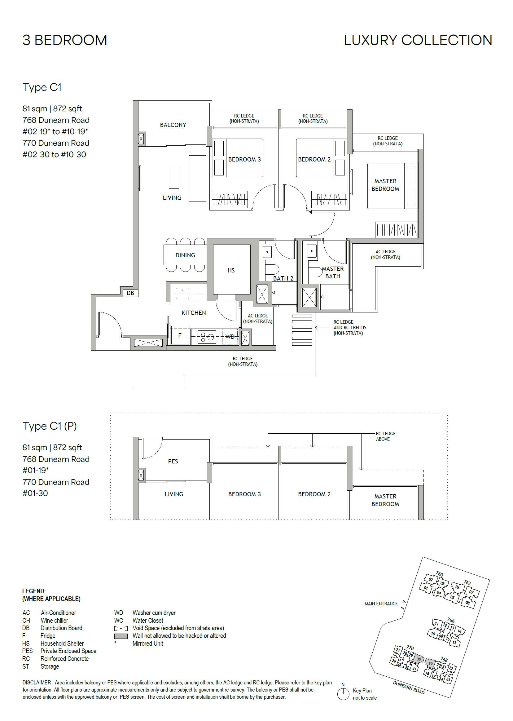Dunearn House . floor plan C1(P) — 3 Bedroom