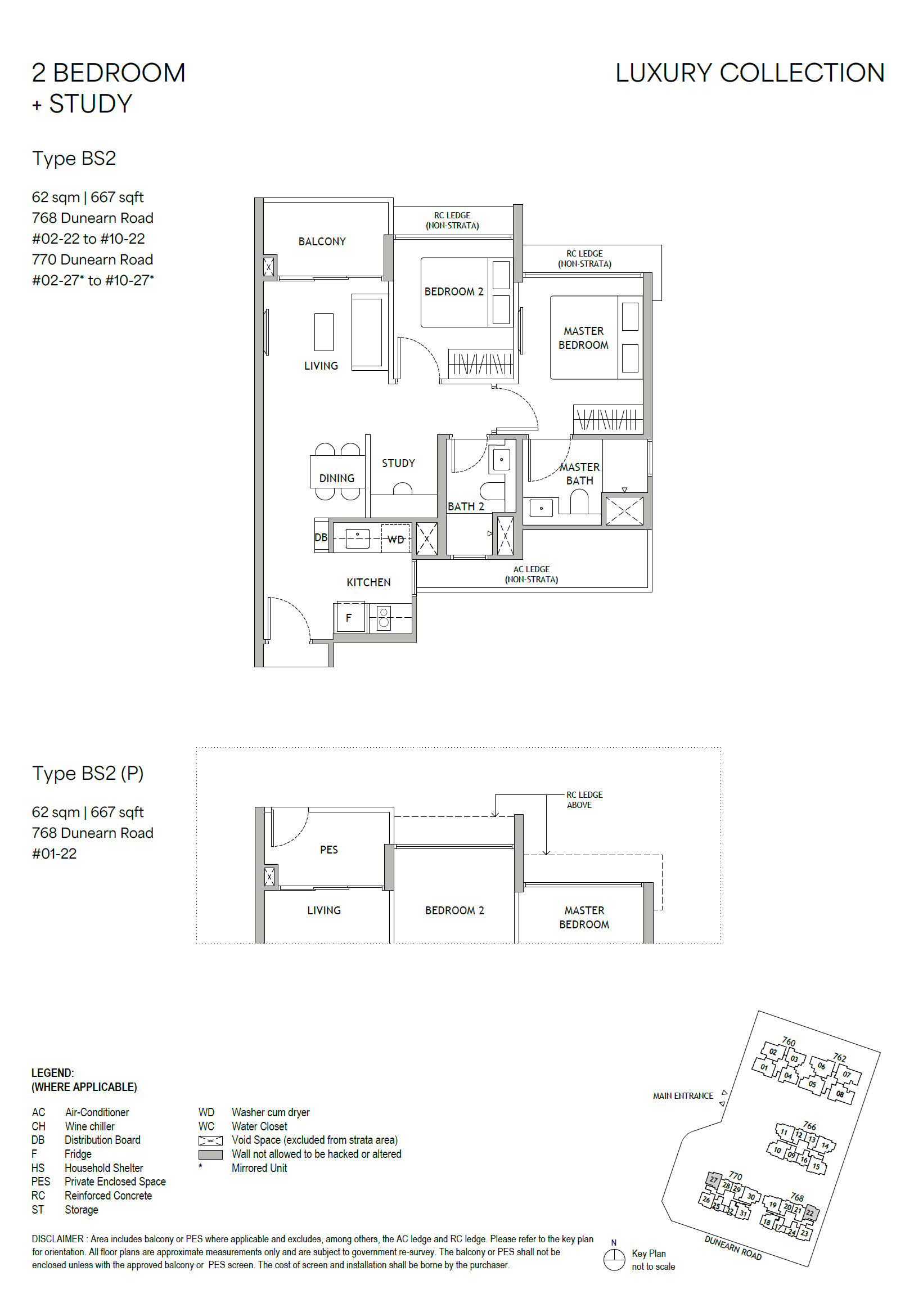 Dunearn House . floor plan BS2 — 2 Bedroom + Study