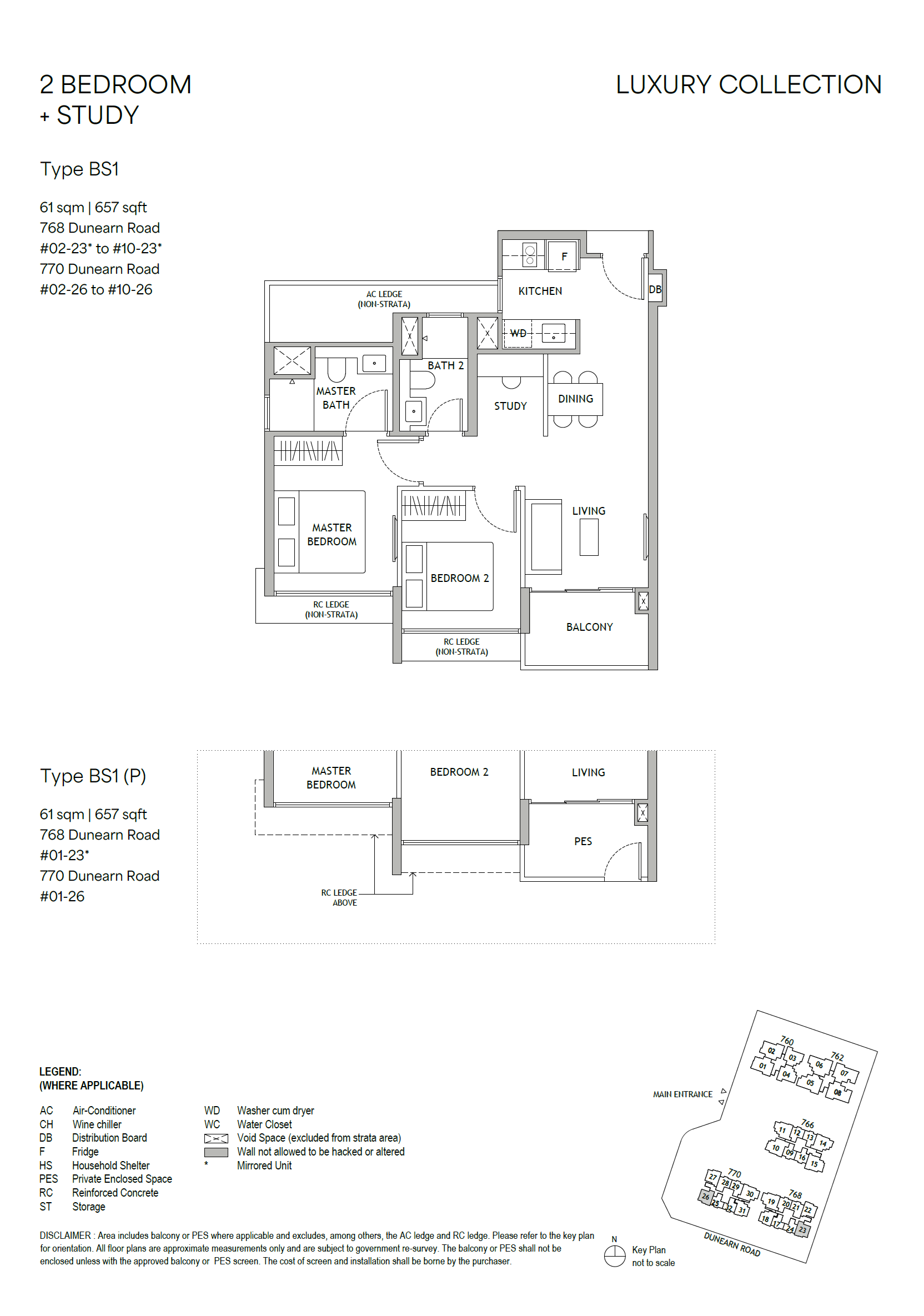 Dunearn House . floor plan BS1 — 2 Bedroom + Study