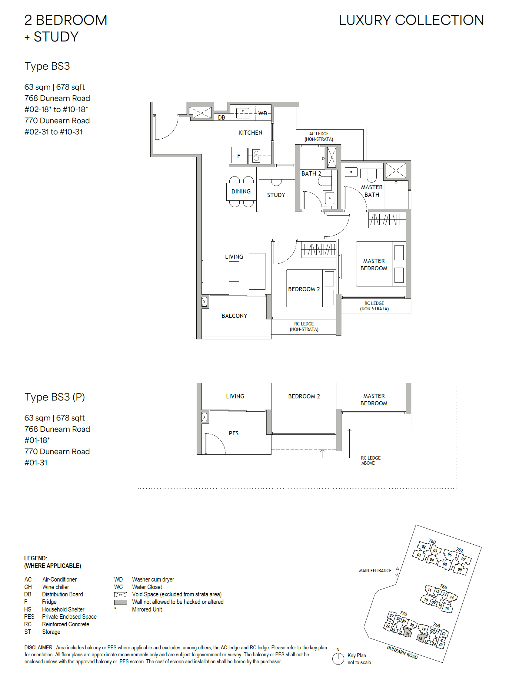 Dunearn House . floor plan BS3 — 2 Bedroom + Study