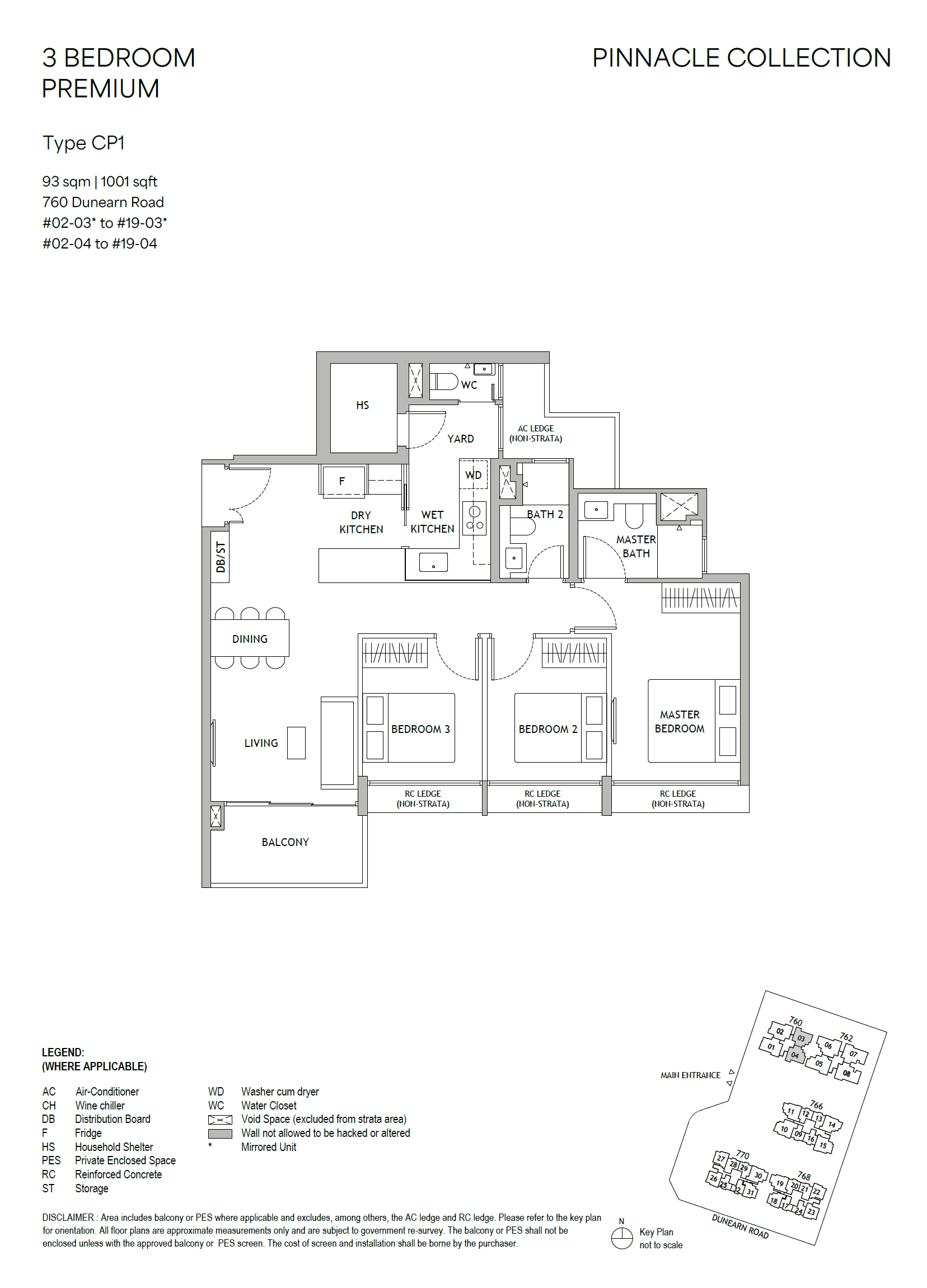 Dunearn House . floor plan CP1 — 3 Bedroom Premium