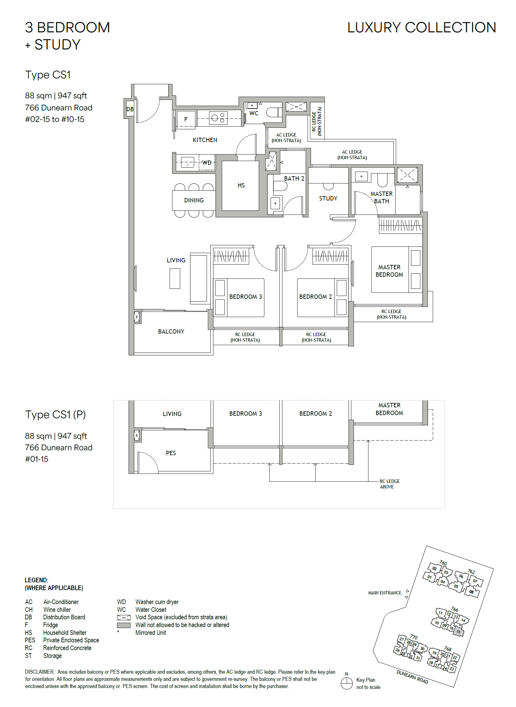 Dunearn House . floor plan CS1 — 3 Bedroom + Study