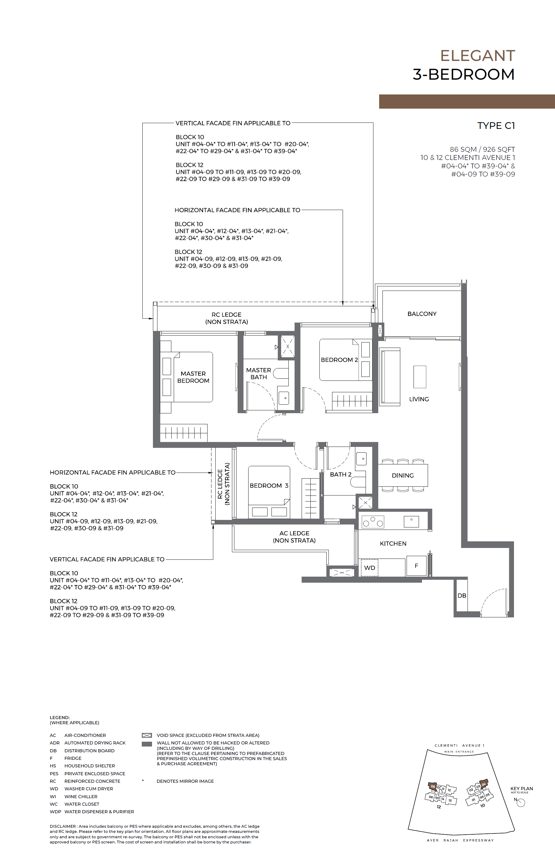 ELTA floor plan C1 — 3 BEDROOM