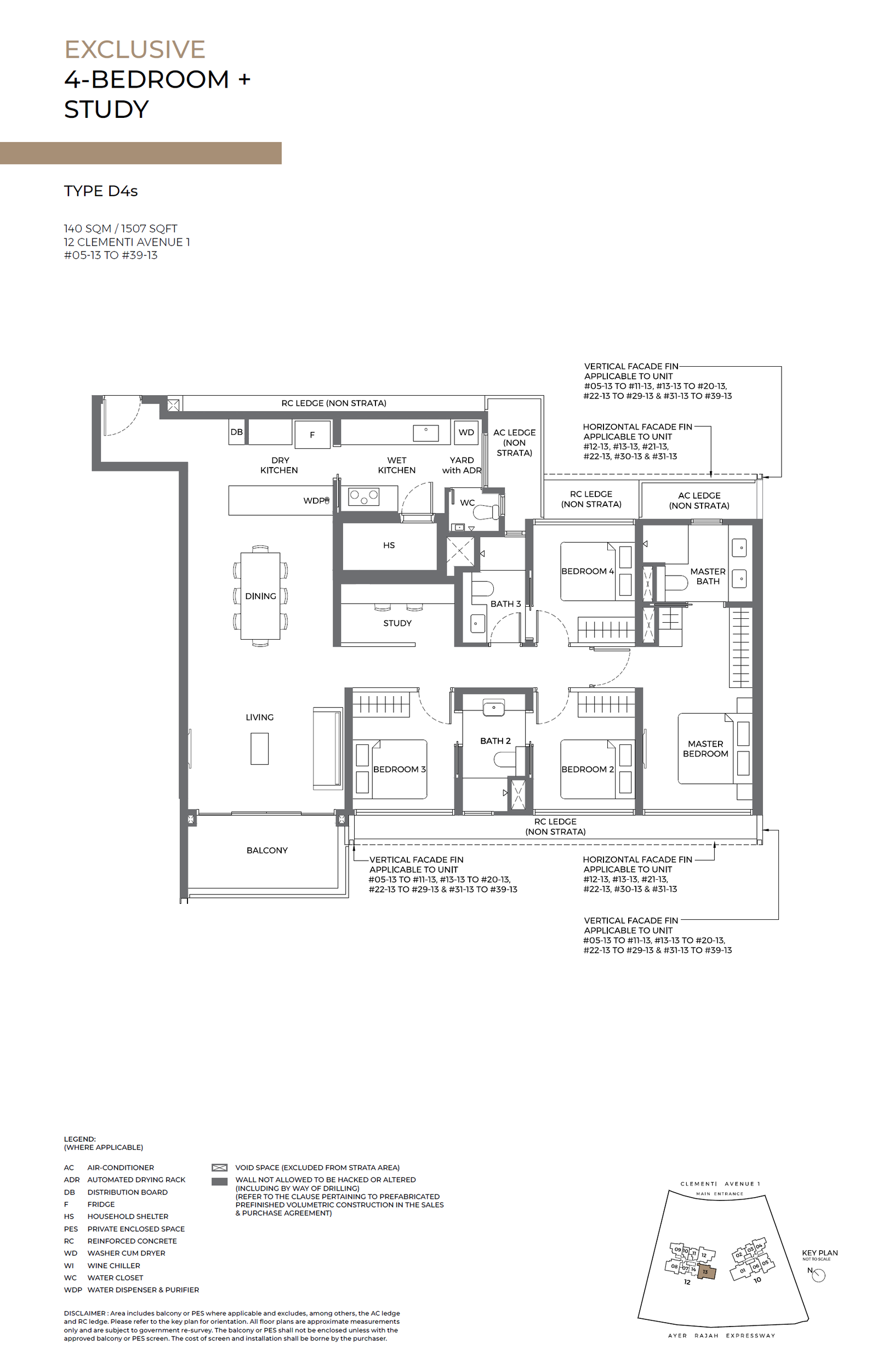 ELTA floor plan D4s — 4 BEDROOM + STUDY