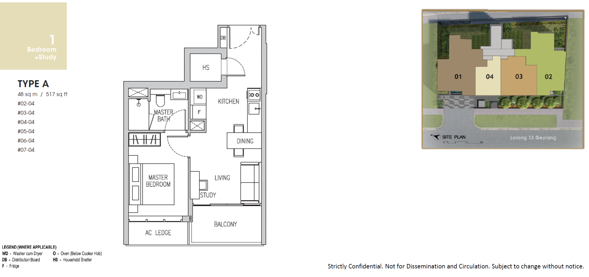 Gems Ville floor plan A — 1 Bedroom+Study