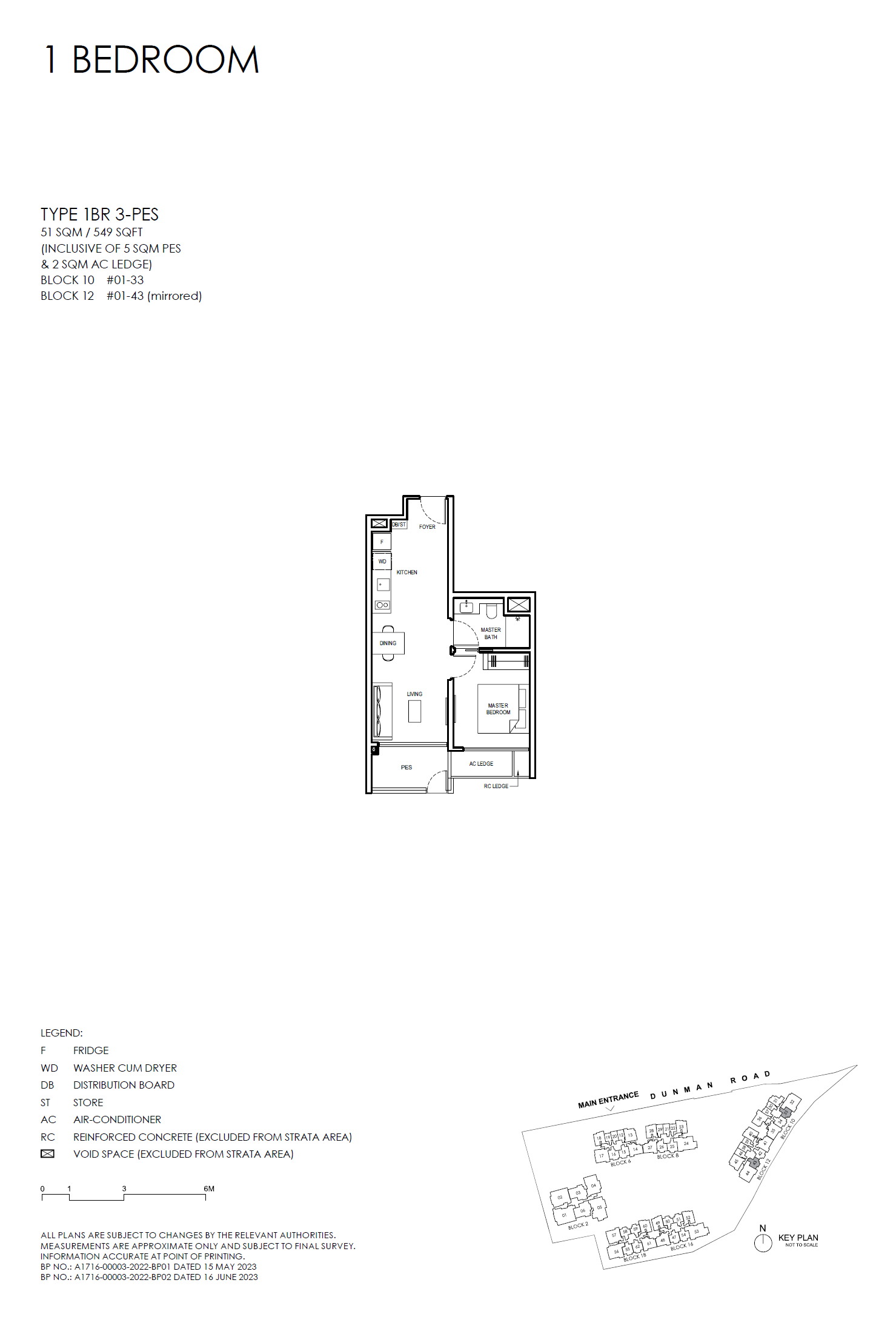 Grand Dunman 1 BEDROOM (LUXURY) 1BR 3-PES floor plan