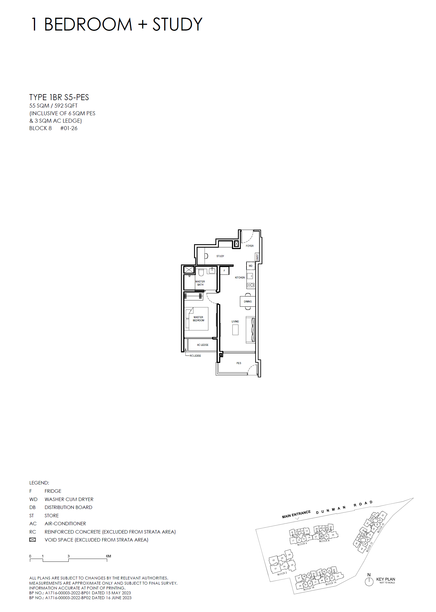 Grand Dunman 1 BEDROOM + STUDY (LUXURY) 1BR S5-PES floor plan