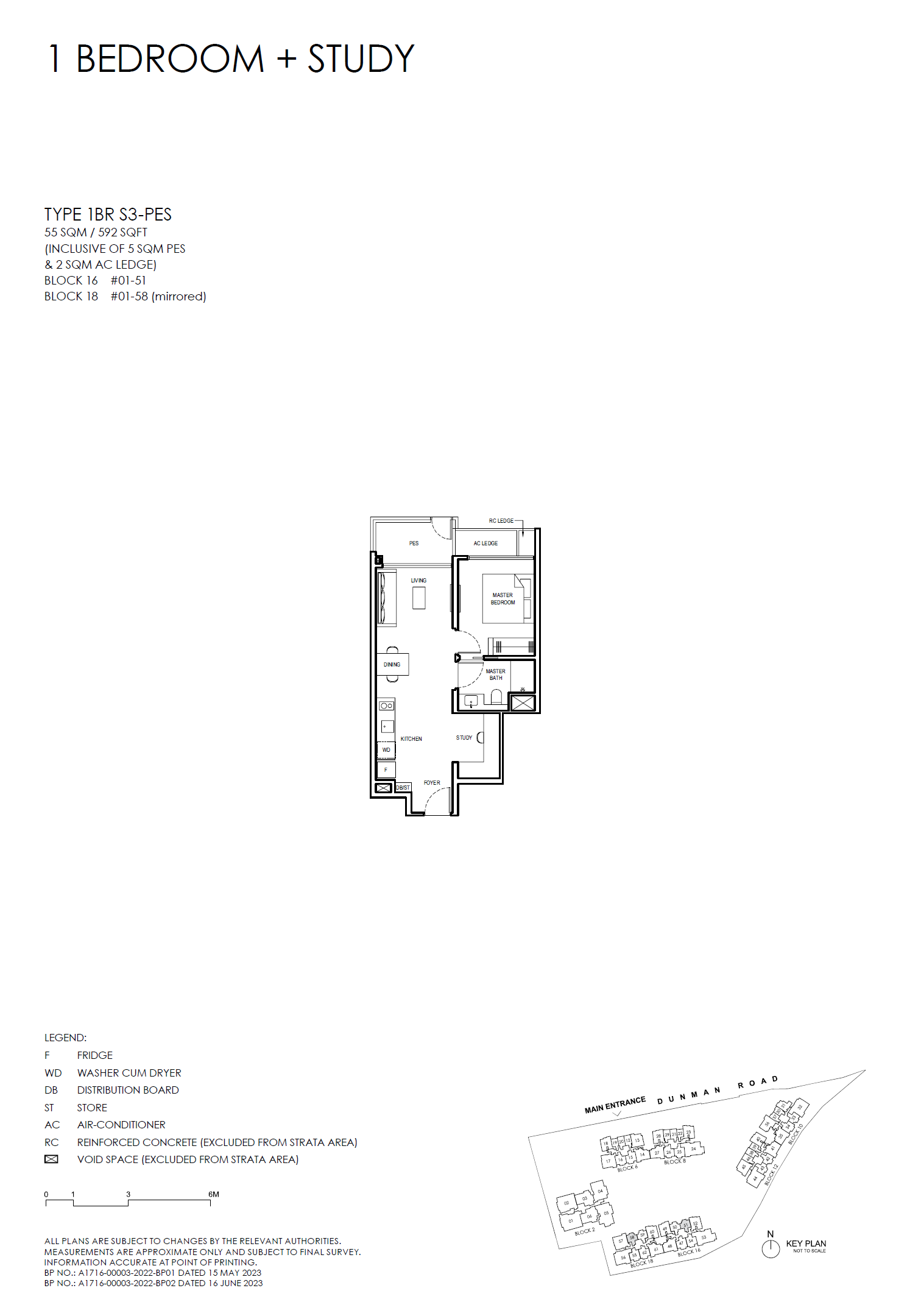 Grand Dunman 1 BEDROOM + STUDY (LUXURY) 1BR S3-PES floor plan