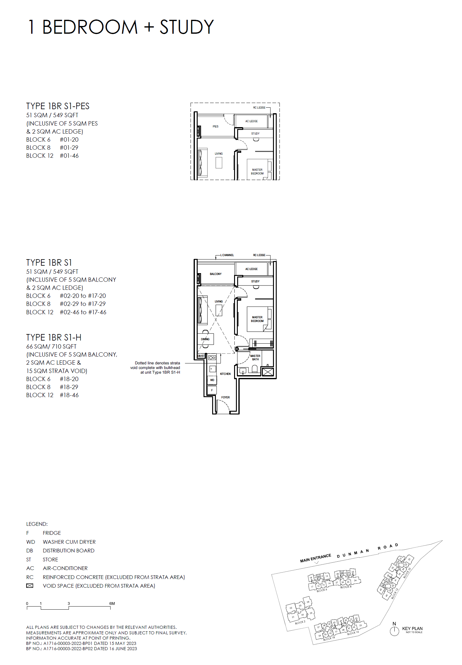 Grand Dunman 1 BEDROOM + STUDY (LUXURY) 1BR S1-H floor plan