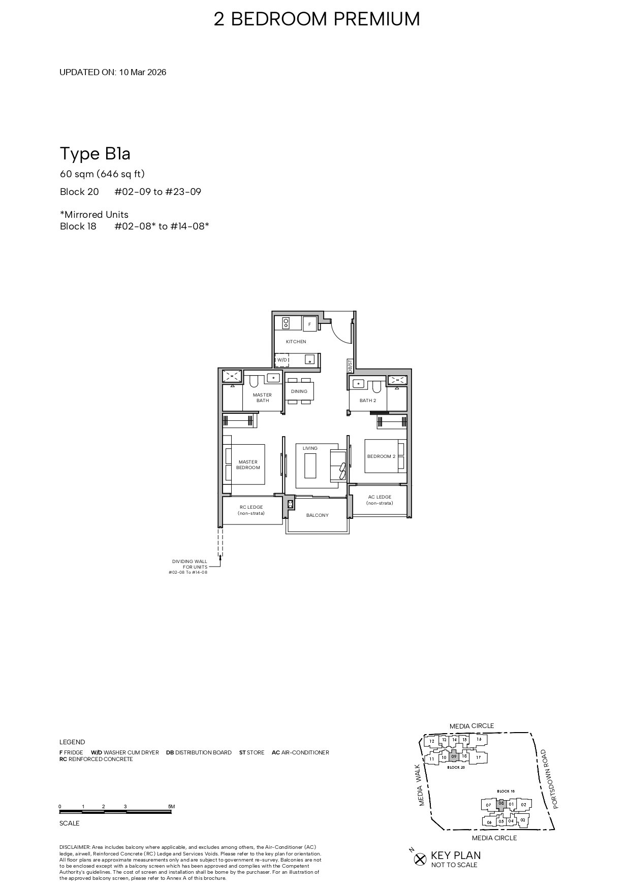 Hudson Place Residences floor plan B1a — 2 BEDROOM PREMIUM