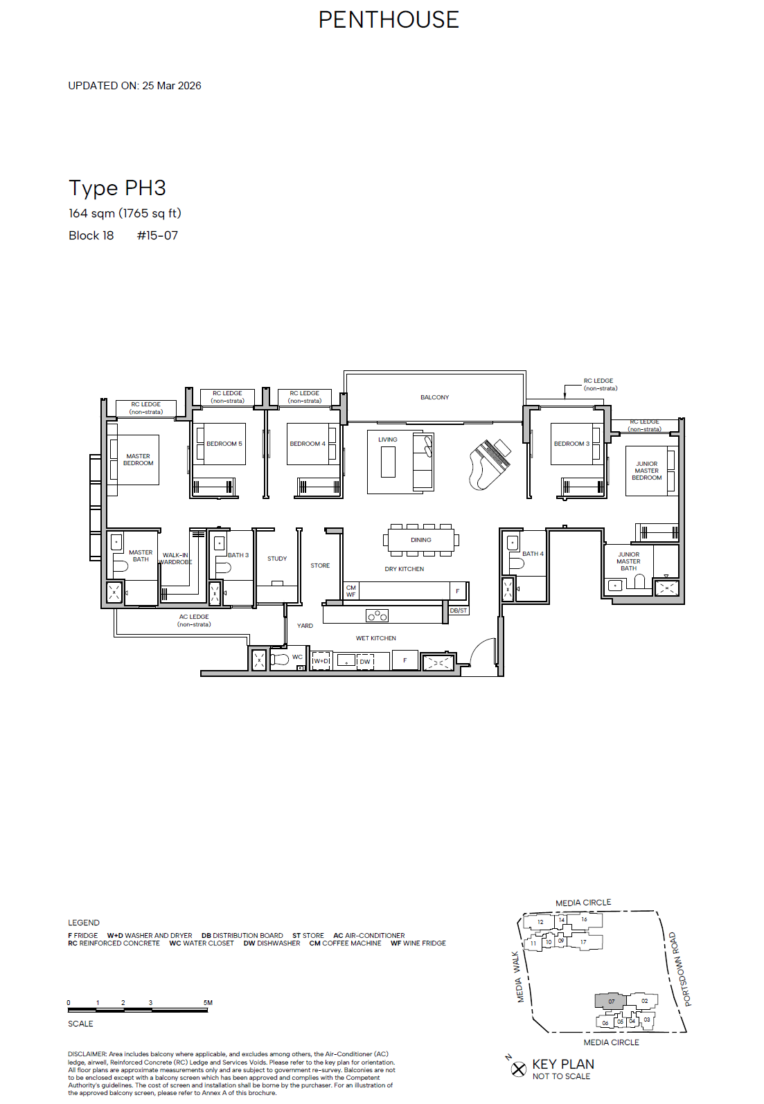 Hudson Place Residences 5BR + Study PH3 floor plan
