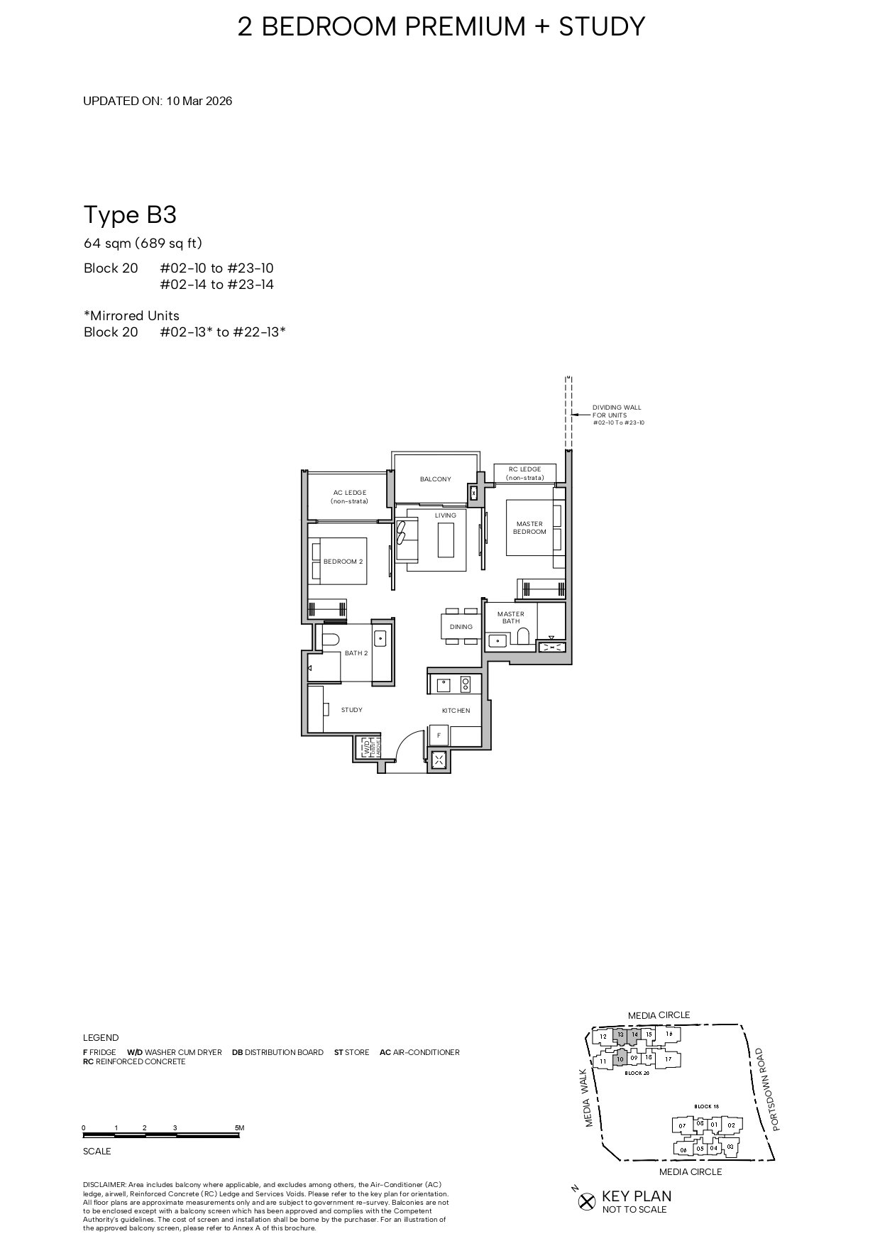Hudson Place Residences floor plan B3 — 2 BEDROOM PREMIUM + STUDY