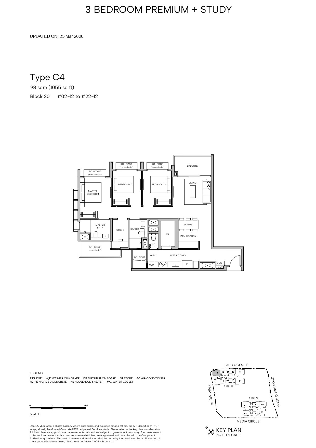 Hudson Place Residences 3 BEDROOM PREMIUM + STUDY C4 floor plan
