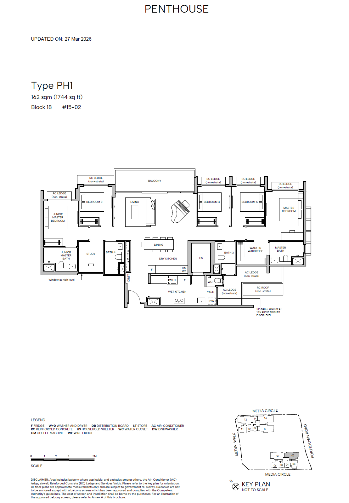 Hudson Place Residences 5 BR + Study PH1 floor plan