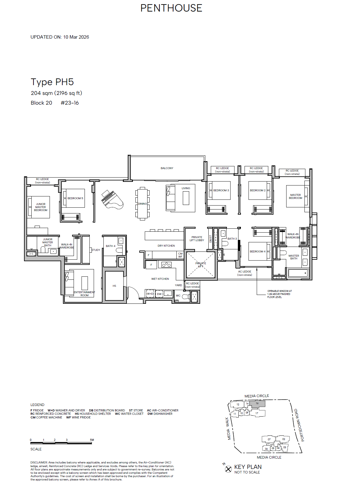 Hudson Place Residences 6BR + Entertainment rm + pte lift PH5 floor plan