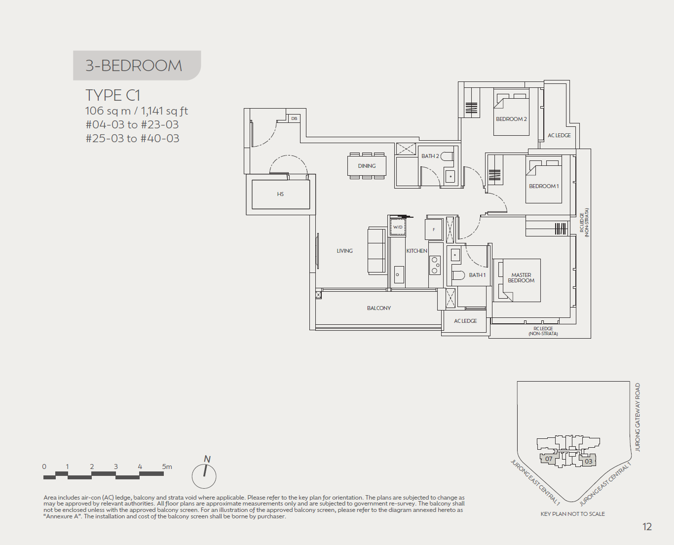 J'den 3 Bedroom C1 floor plan