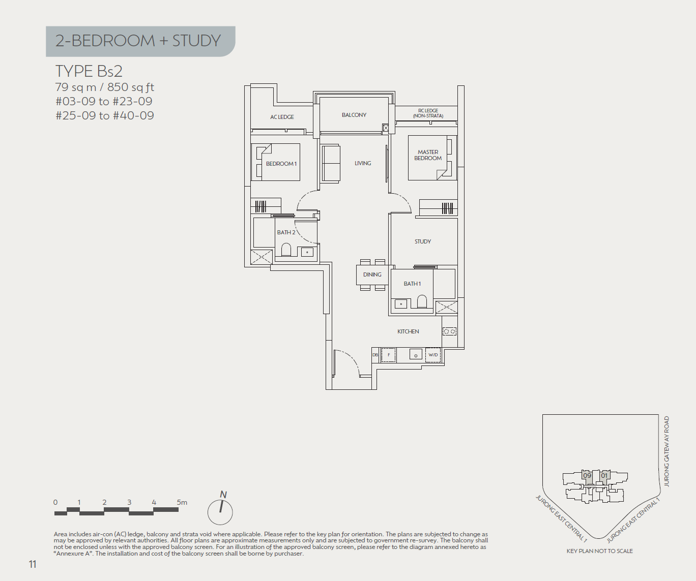 J'den 2 Bedroom+Study Bs2 floor plan