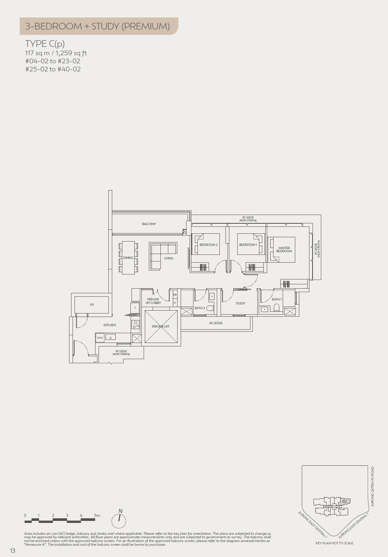 J'den 3 Bedroom+Study (Premium) C(p) floor plan