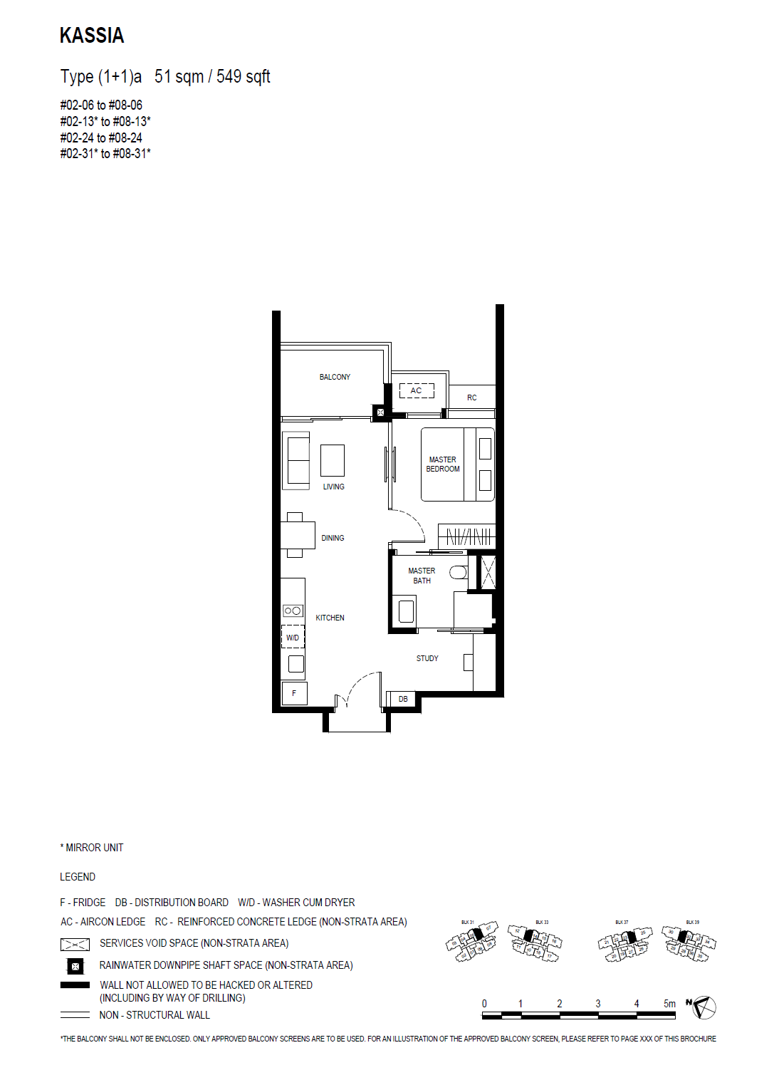 Kassia floor plan (1+1)a — 1 Bedroom (with study)