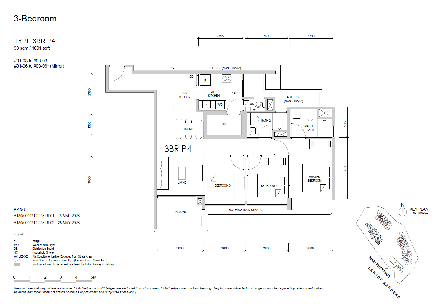 Lentor Gardens Residences floor plan 3BR P4 — 3 BEDROOM PREMIUM
