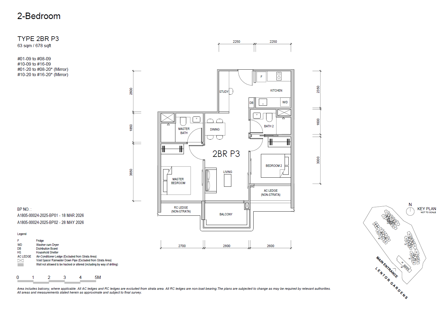 Lentor Gardens Residences floor plan 2BR P3 — 2 BEDROOM PREMIUM