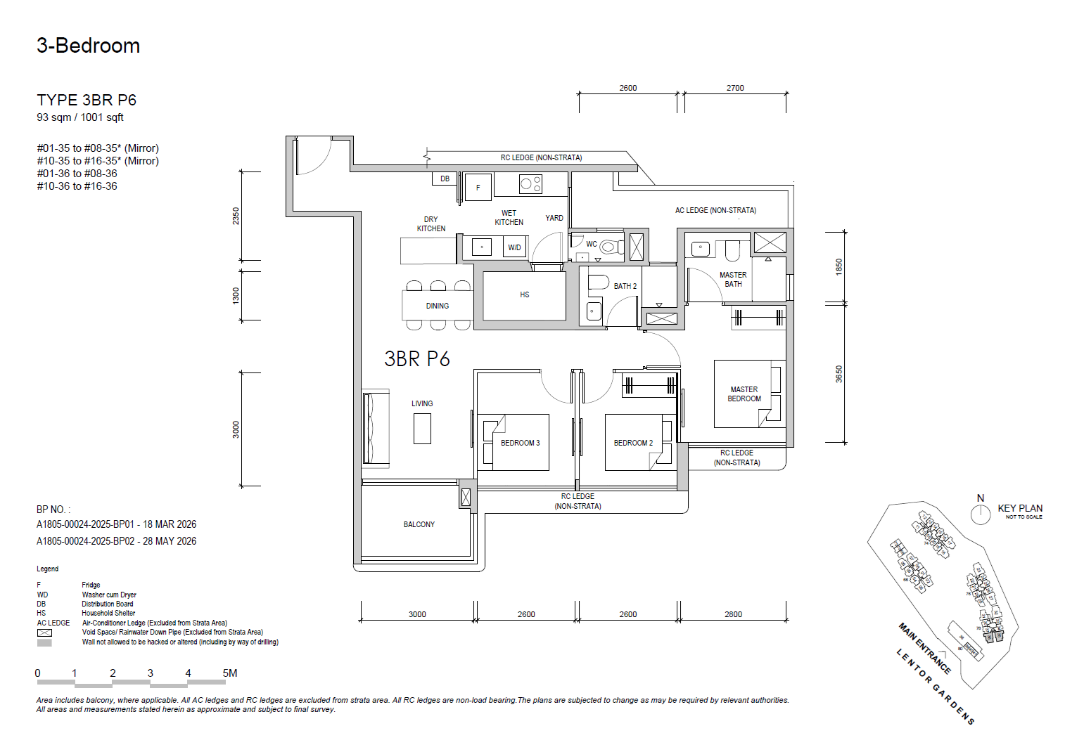 Lentor Gardens Residences floor plan 3BR P6 — 3 BEDROOM PREMIUM