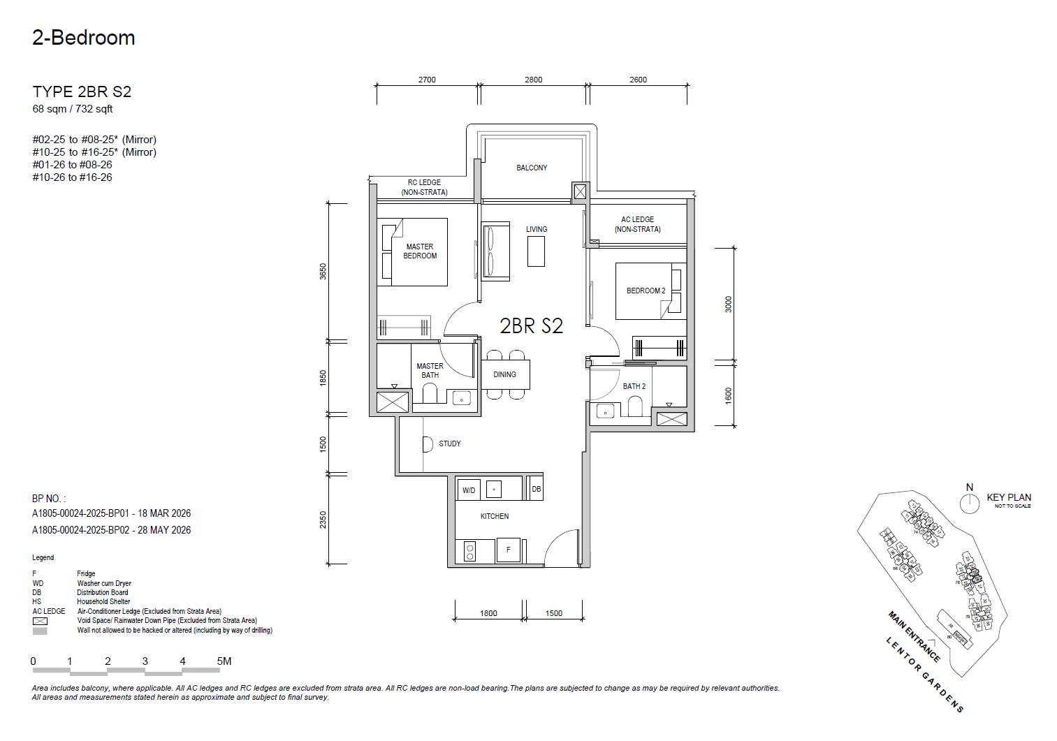 Lentor Gardens Residences floor plan 2BR S2 — 2 BEDROOM + STUDY