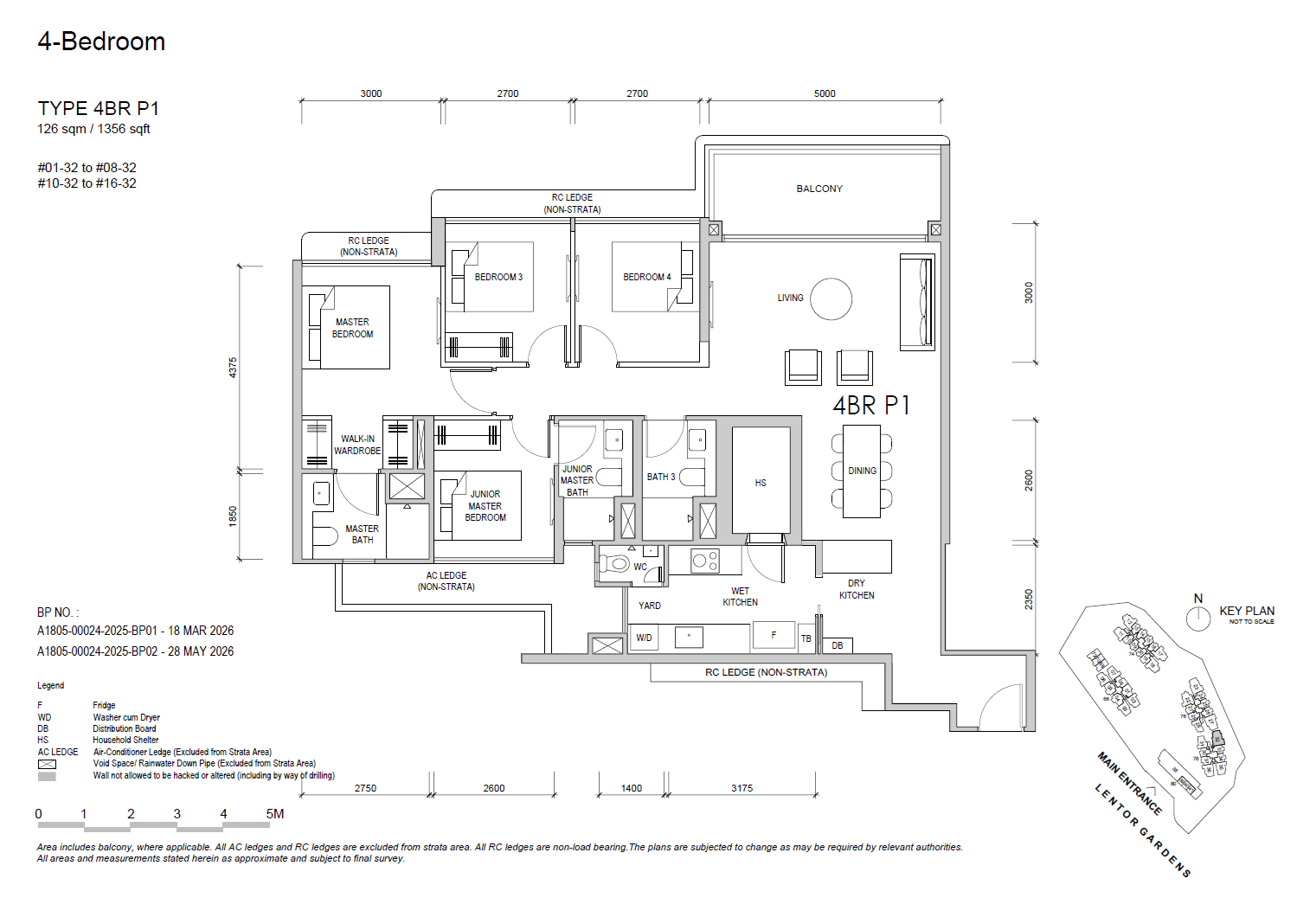 Lentor Gardens Residences floor plan 4BR P1 — 4 BEDROOM PREMIUM