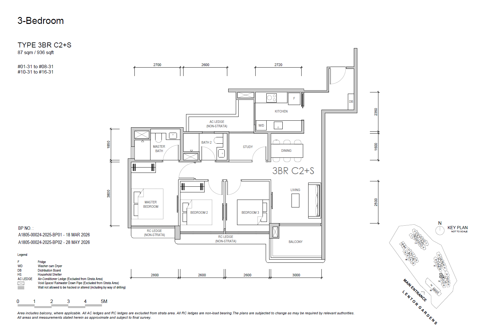 Lentor Gardens Residences floor plan 3BR C2+S — 3 BEDROOM COMPACT + STUDY