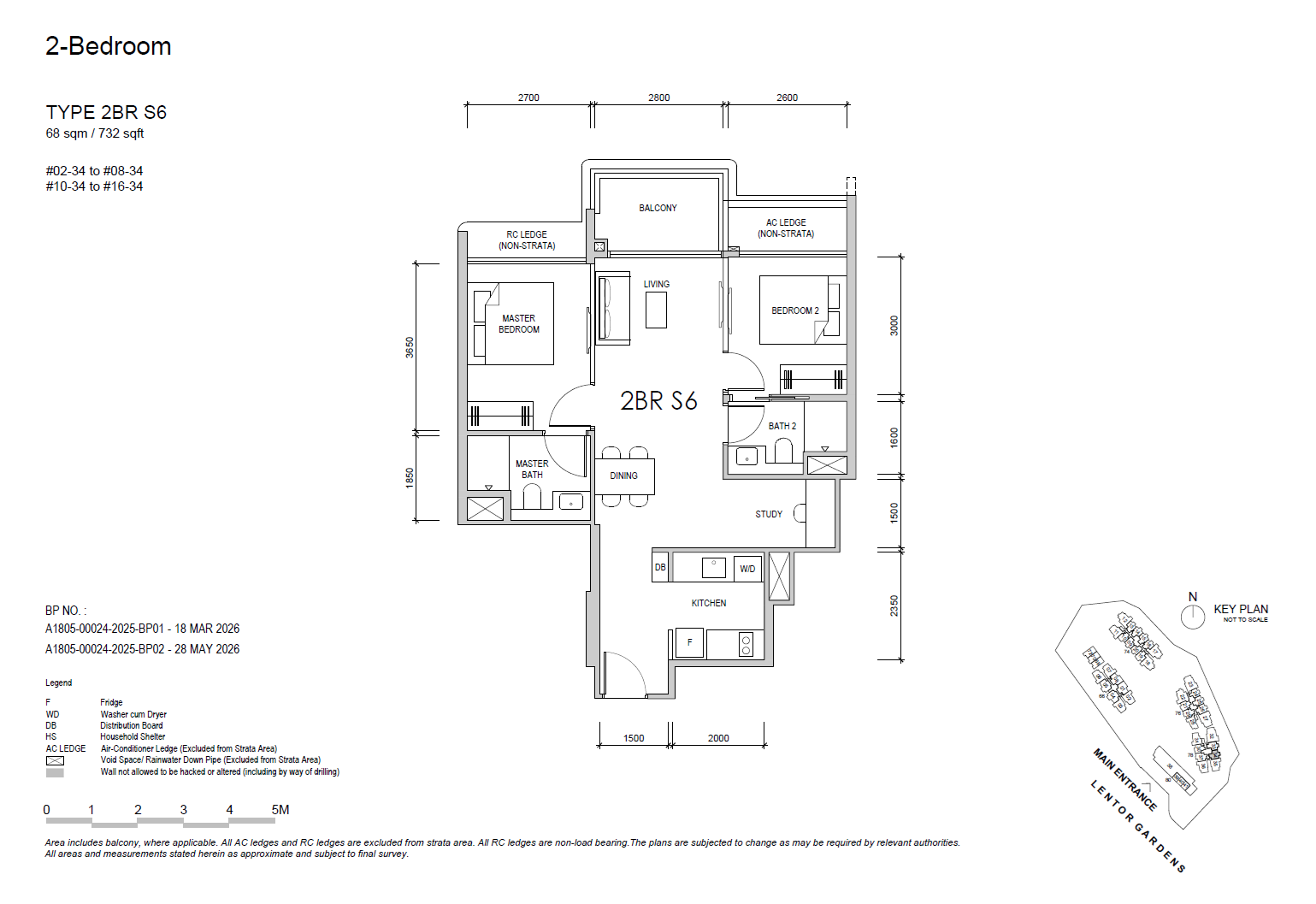 Lentor Gardens Residences floor plan 2BR S6 — 2 BEDROOM + STUDY