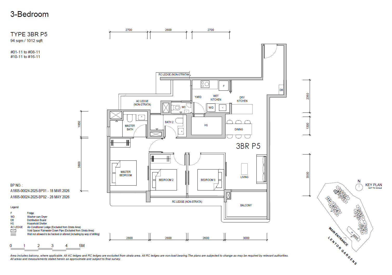 Lentor Gardens Residences floor plan 3BR P5 — 3 BEDROOM PREMIUM