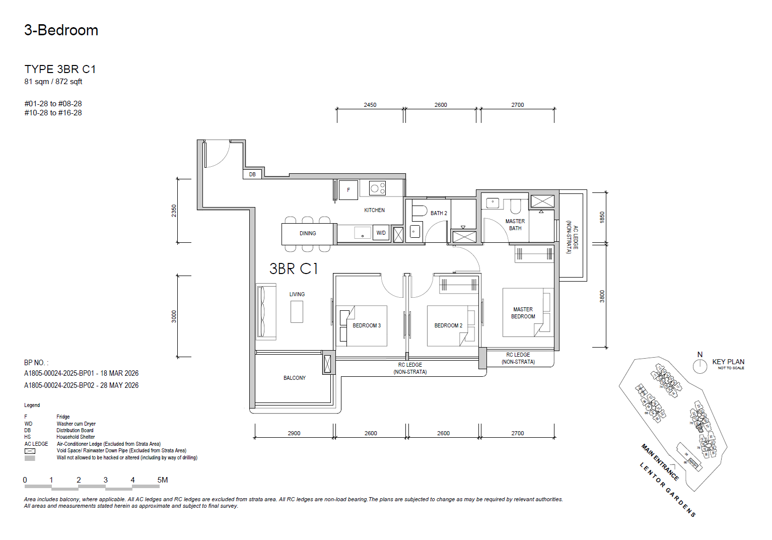 Lentor Gardens Residences floor plan 3BR C1 — 3 BEDROOM COMPACT