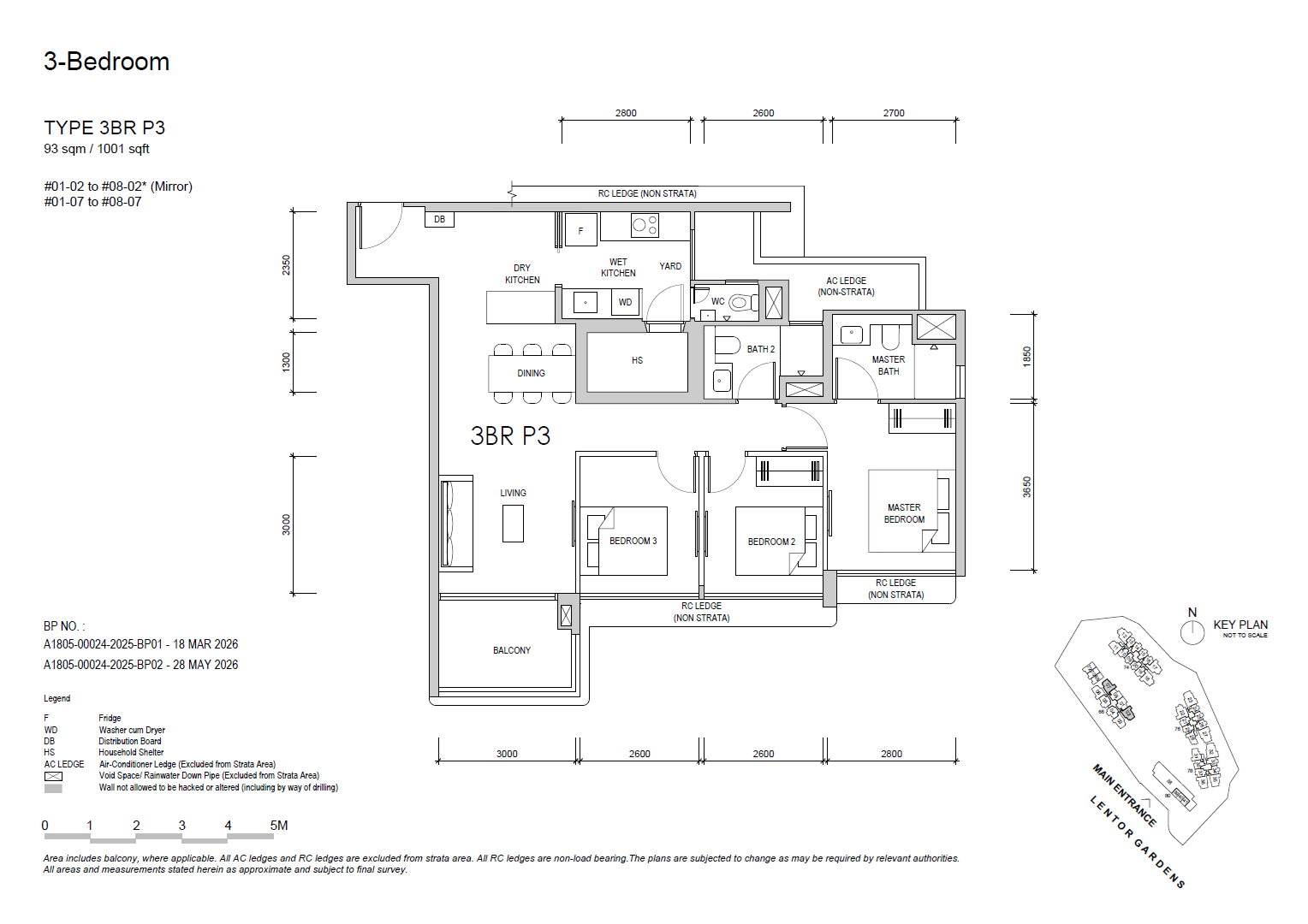 Lentor Gardens Residences floor plan 3BR P3 — 3 BEDROOM PREMIUM