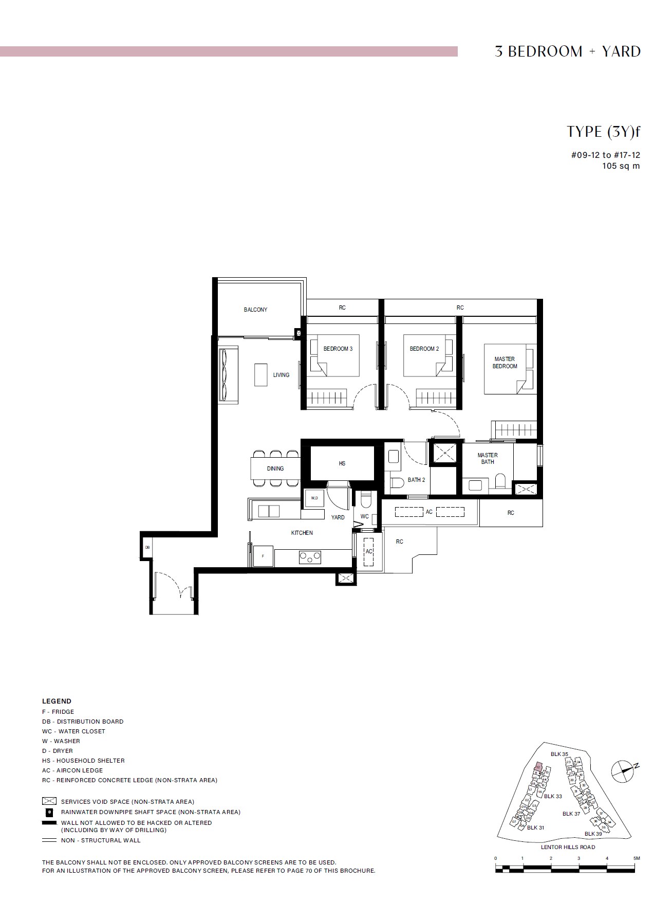 Lentor Hills Residences 3 Bedroom + Yard (3Y)f floor plan