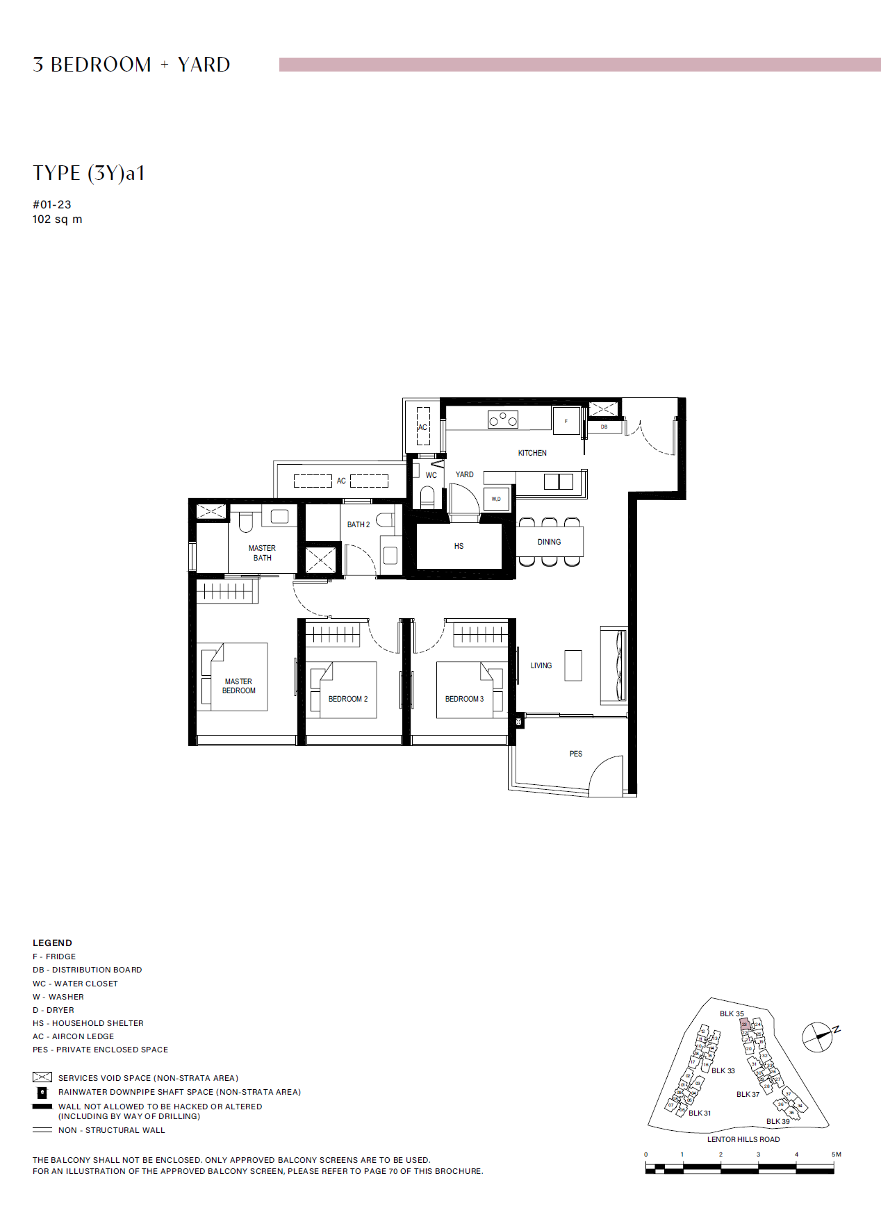 Lentor Hills Residences 3 Bedroom + Yard (3Y)a1 floor plan