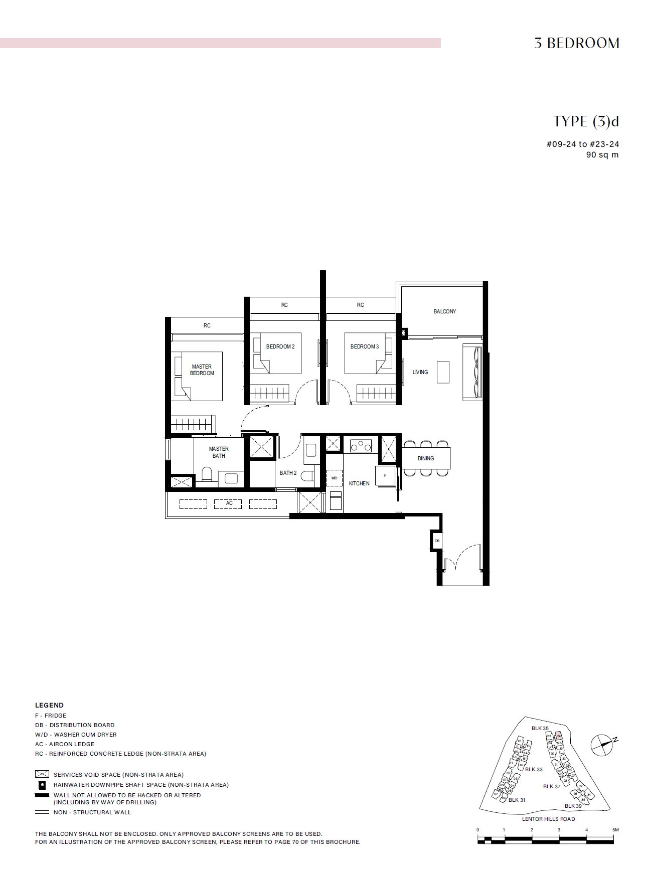 Lentor Hills Residences 3 Bedroom (3)d floor plan