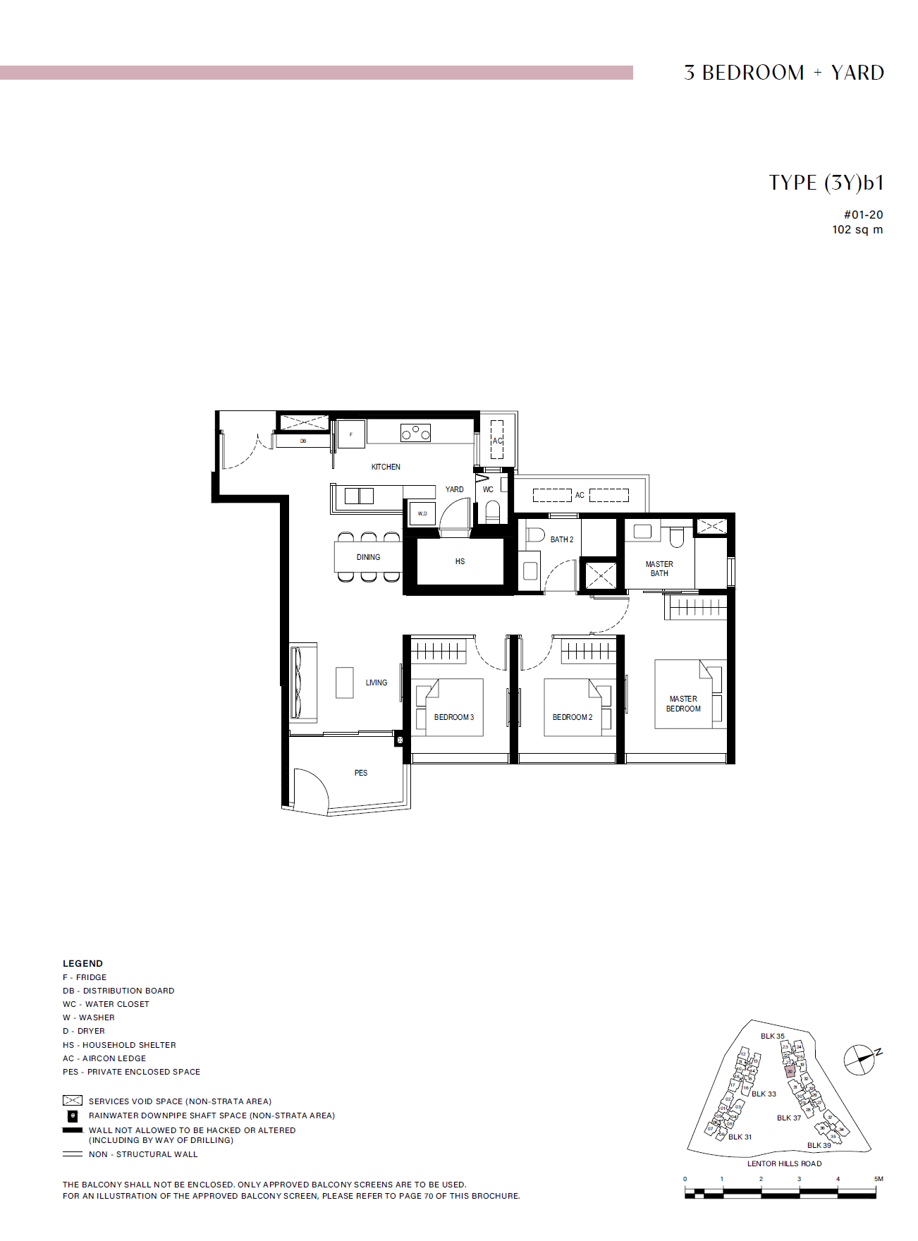 Lentor Hills Residences 3 Bedroom + Yard (3Y)b1 floor plan