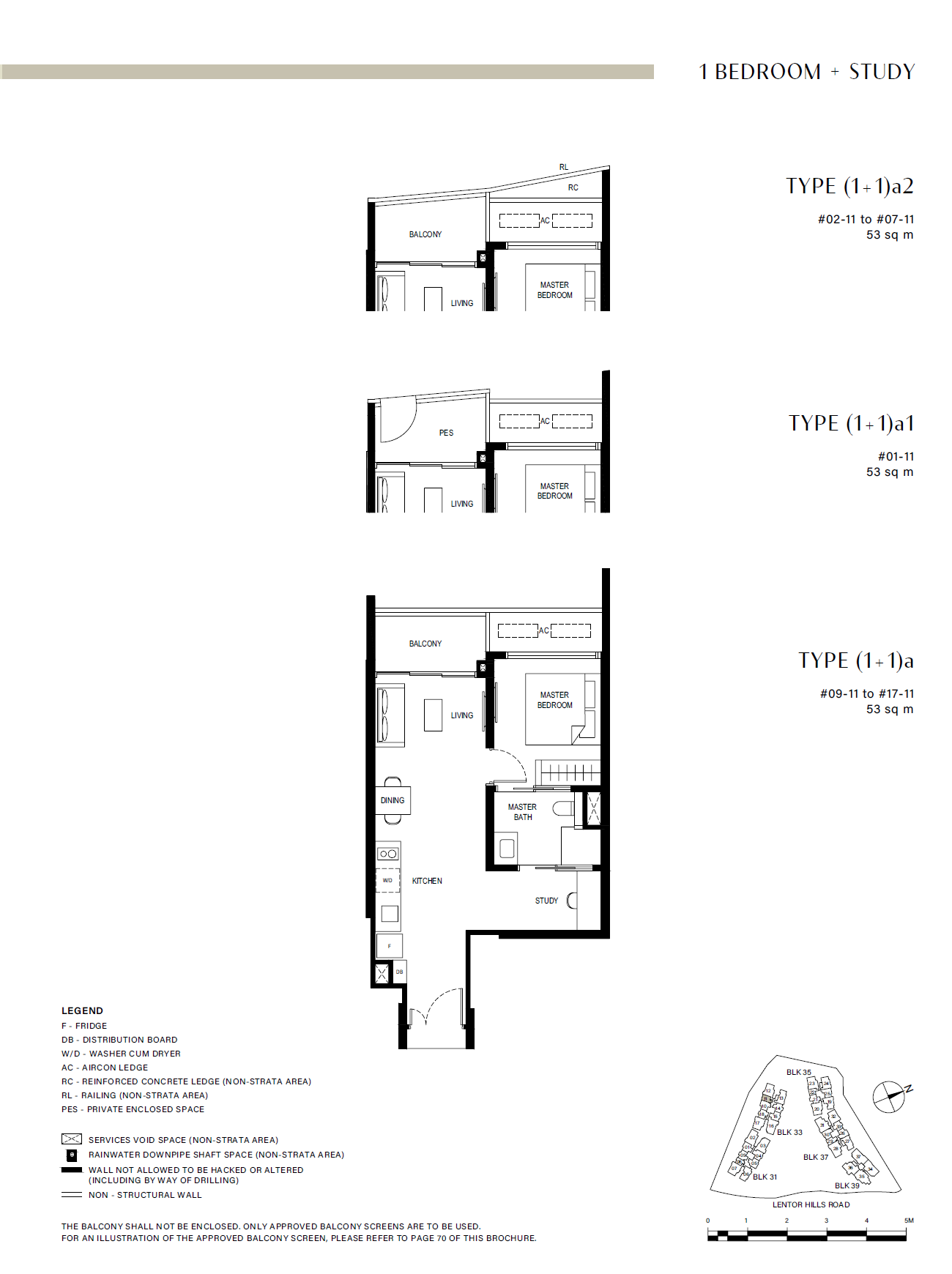 Lentor Hills Residences 1 Bedroom + Study (1+1)a1 floor plan