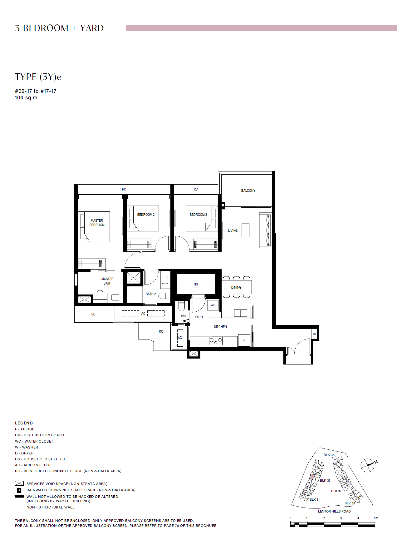 Lentor Hills Residences 3 Bedroom + Yard (3Y)e floor plan