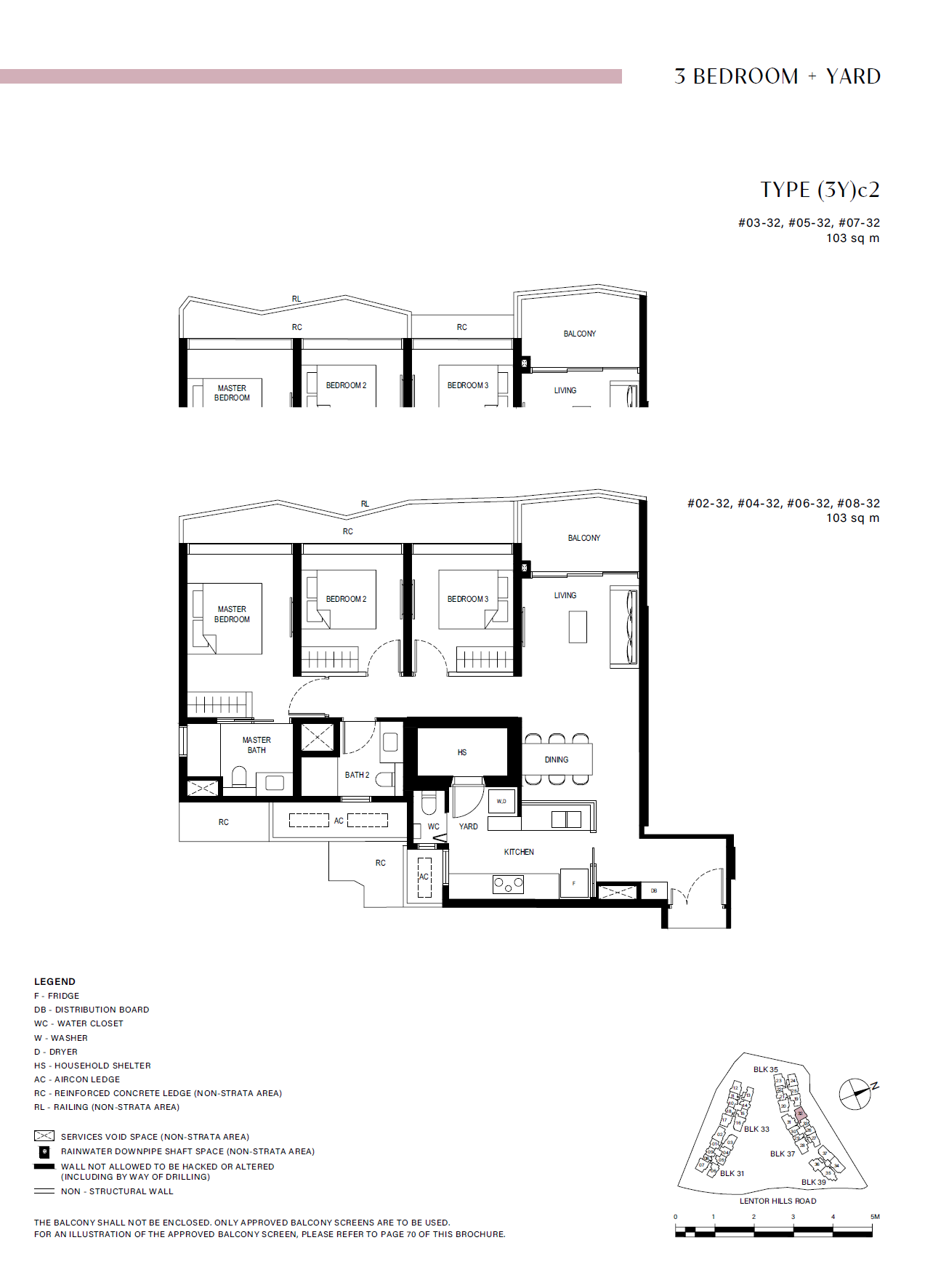 Lentor Hills Residences 3 Bedroom + Yard (3Y)c2 floor plan