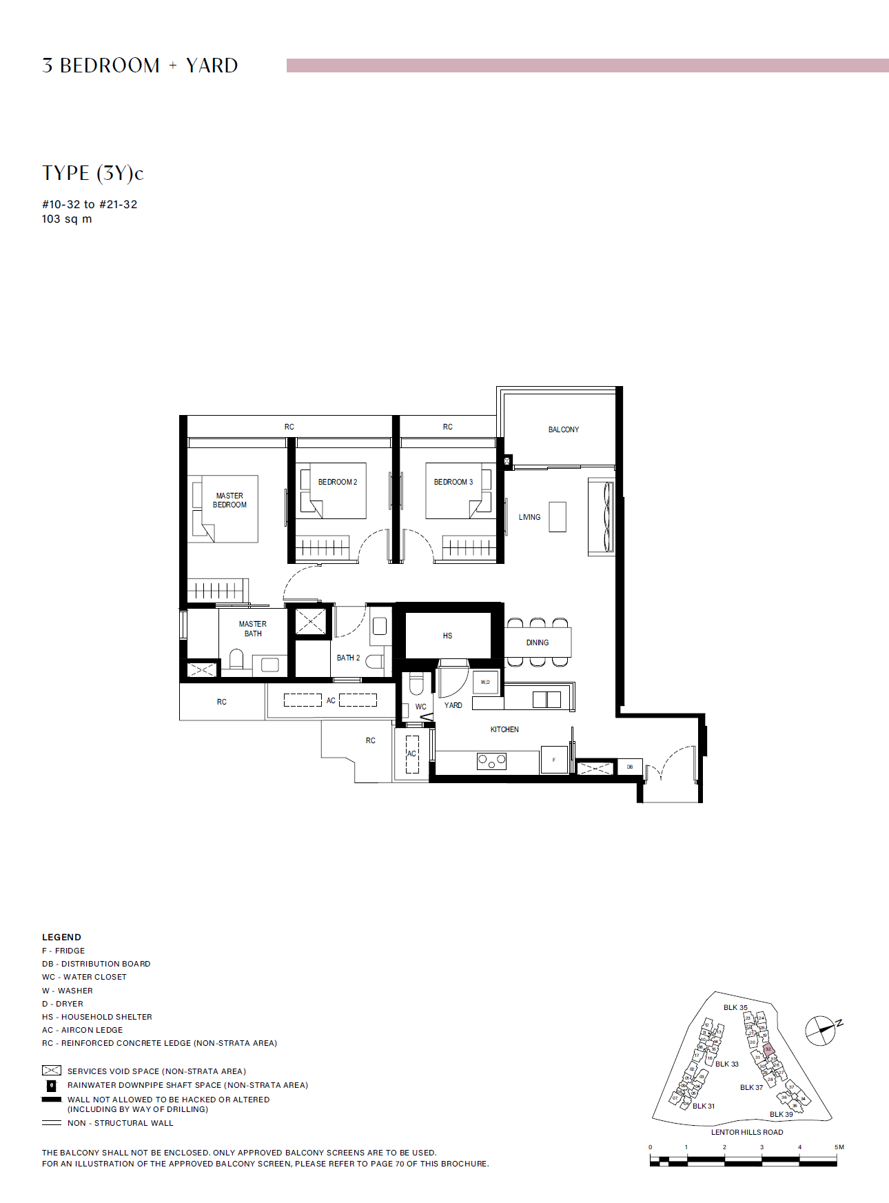 Lentor Hills Residences 3 Bedroom + Yard (3Y)c floor plan